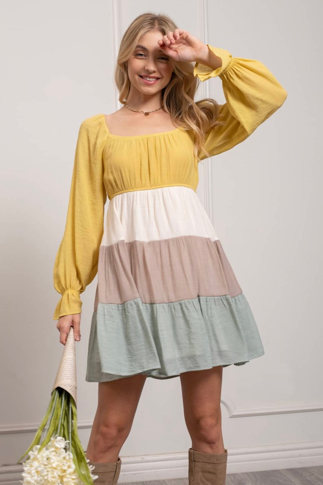 Tiered colorblock dress