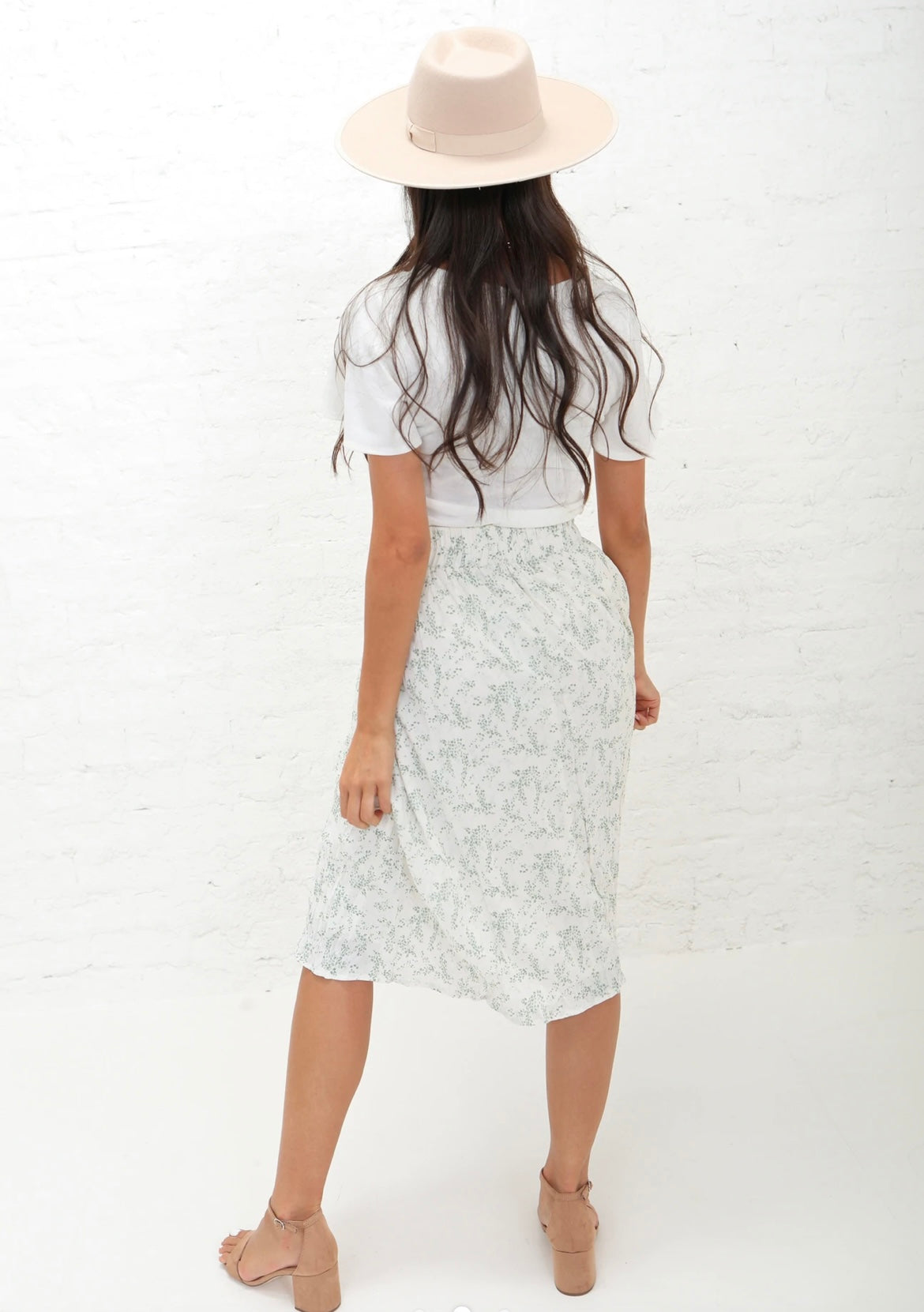 MIDI MINERAL GREEN DOT SKIRT